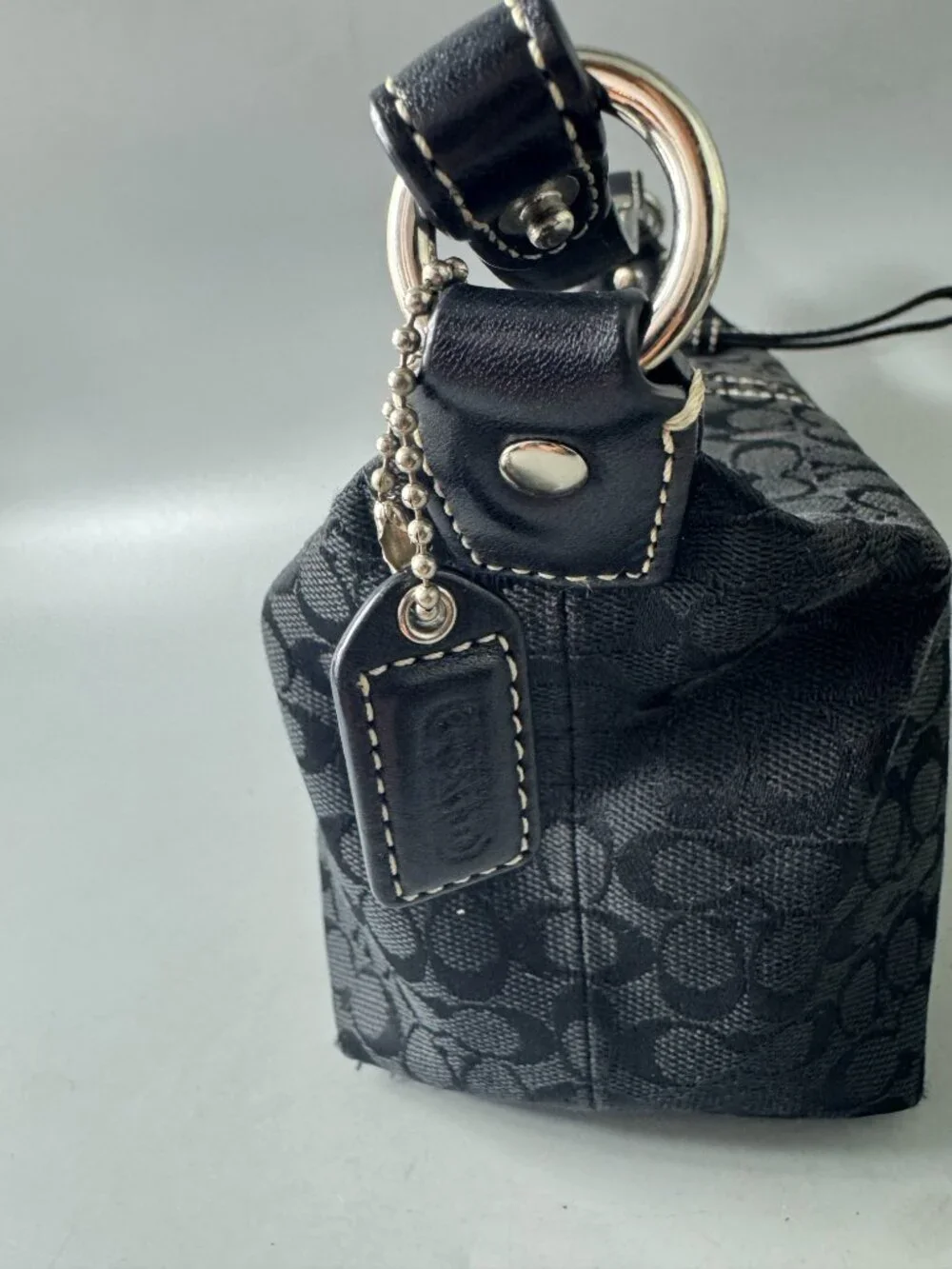 Authentic Vintage Coach Black Signature Jacquard Demi Bag